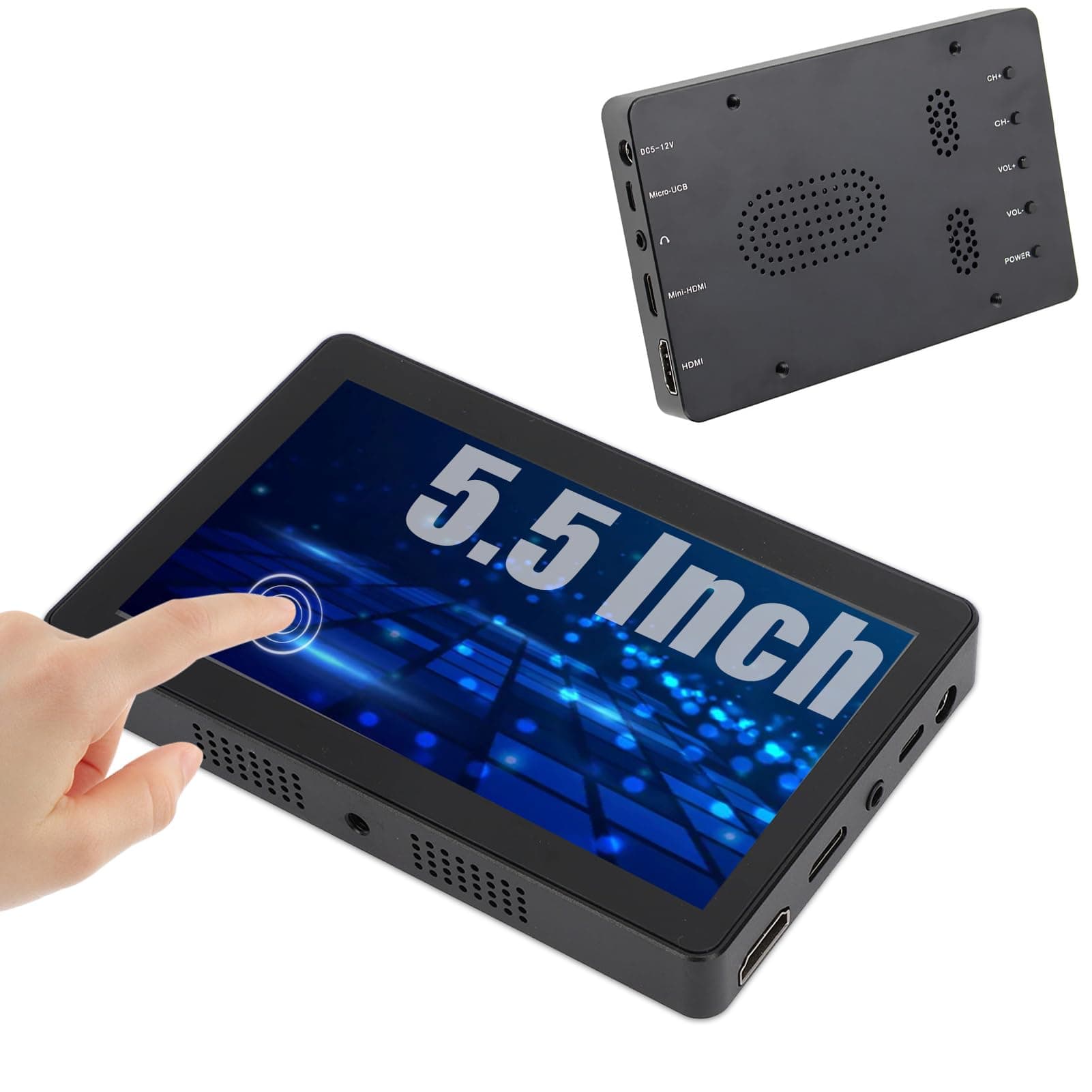 5.5 Inch 1080P Touch Display, Portable Capacitive Screen HDMI Monitor, 78 Degree Viewing HDMI Monitor, for Raspbian, for Ubuntu,for Kali, for Retropie, for WIN10