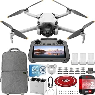 DJI Mini 4 Pro Folding Drone with RC 2 Remote (With Screen) Fly More Combo Plus With Extended Batteries , 4K HDR Video Camera for Adults, Under 249g,Omnidirectional Sensing, 3 Plus Batteries Bundle with Deco Gear Accessories