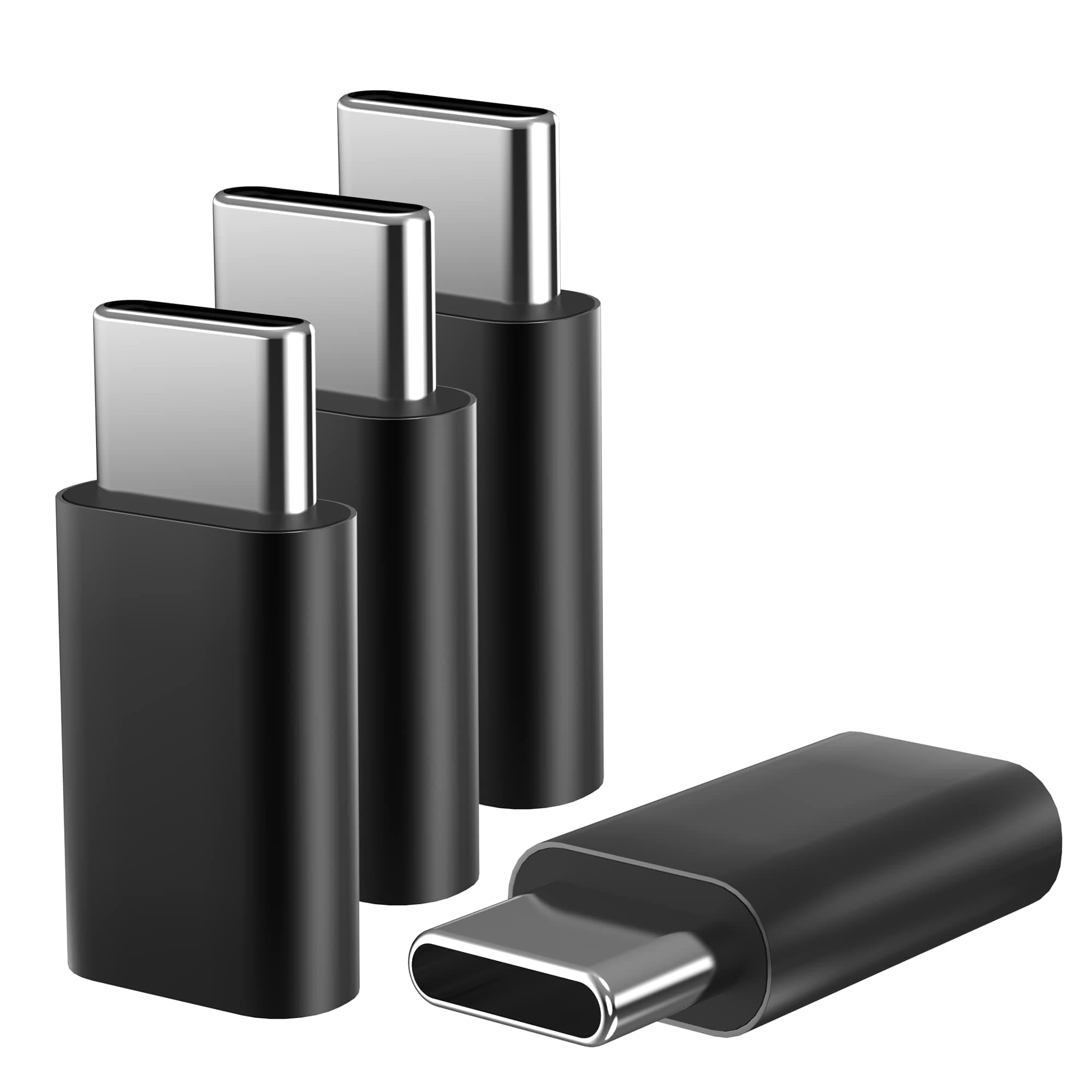 VAKS USB C Adapter(4 Pack),USB C Male to Female Adapter,Supports Fast Charging and Data Transfer Extension,Compatible with MacBook TB3 Port and More Type C Devices,Black