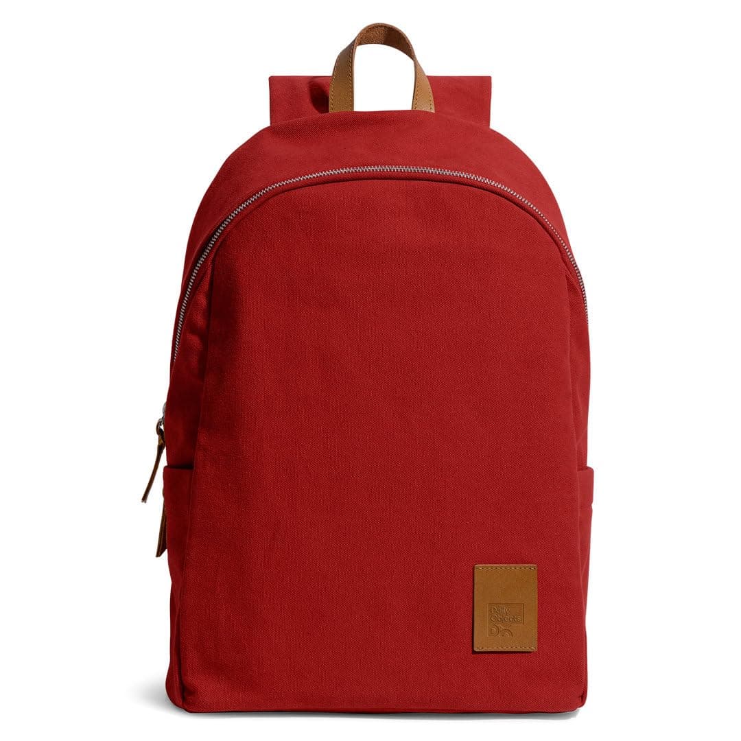 DailyObjects Pedal Everyday Stylish Laptop Backpack Compatible with upto 14 inch Laptop | Unisex Travel Backpack | Made of Durable Canvas Material | Zippered Compartments with Pockets (Color - Red),