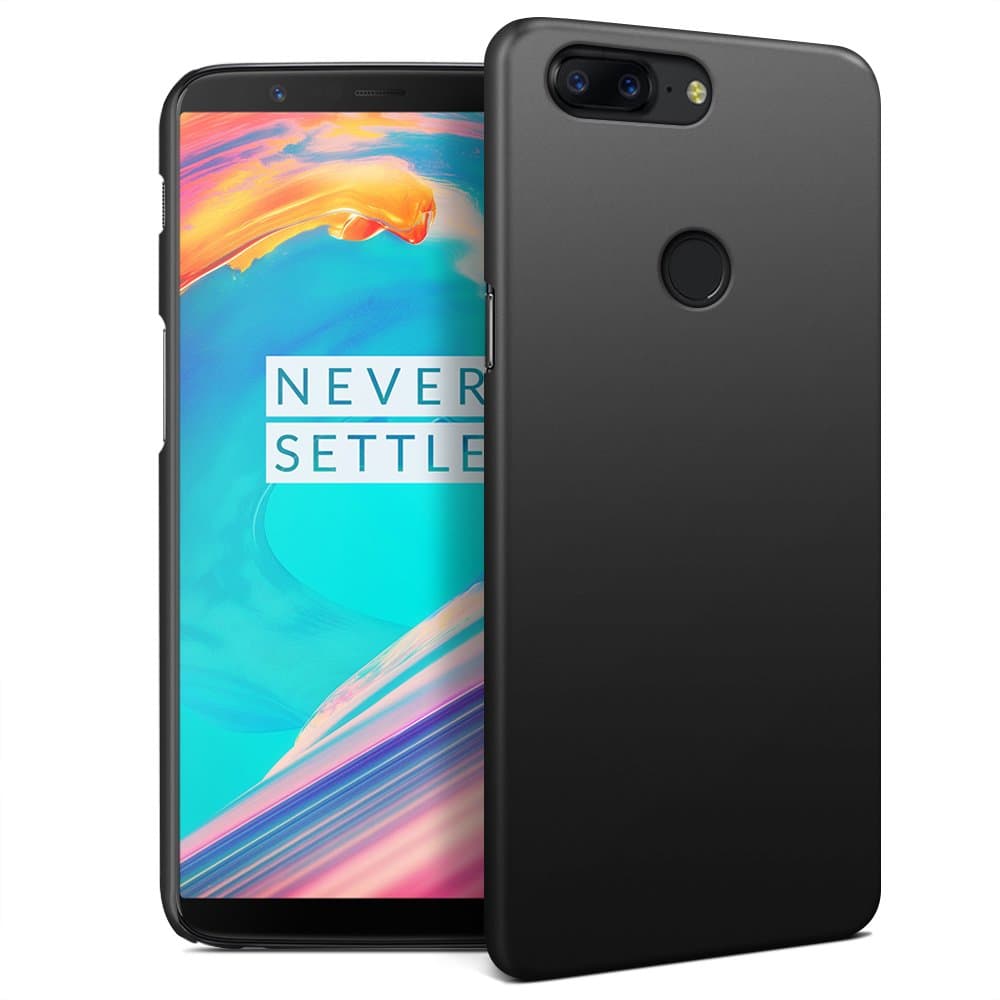 RIFFUE OnePlus 5T Case, Slim Thin Fit Shell Hard Plastic Scratch Resistant Protective PC Cover Matte Texture Smooth Coating Case for OnePlus 5T - Black