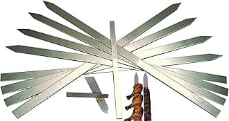 Professional Restaurant Stainless Steel Skewers | Flat Extra Long 24'' Inch | 2 MM Thickness | for Seekh Kebab, Tandoori, Brazilian BBQ | Made in India (10 MM Wide, Set of 12)