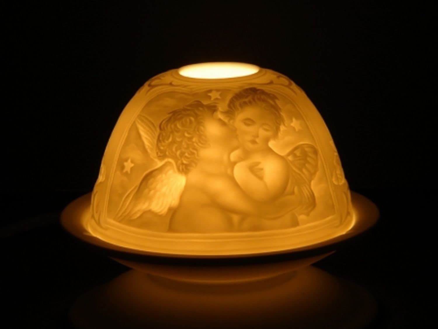 Find Something Different Cherub-Porcelain Tea Light Holder, Multi-Colour, 13.3 x 13 x 13.3 cm