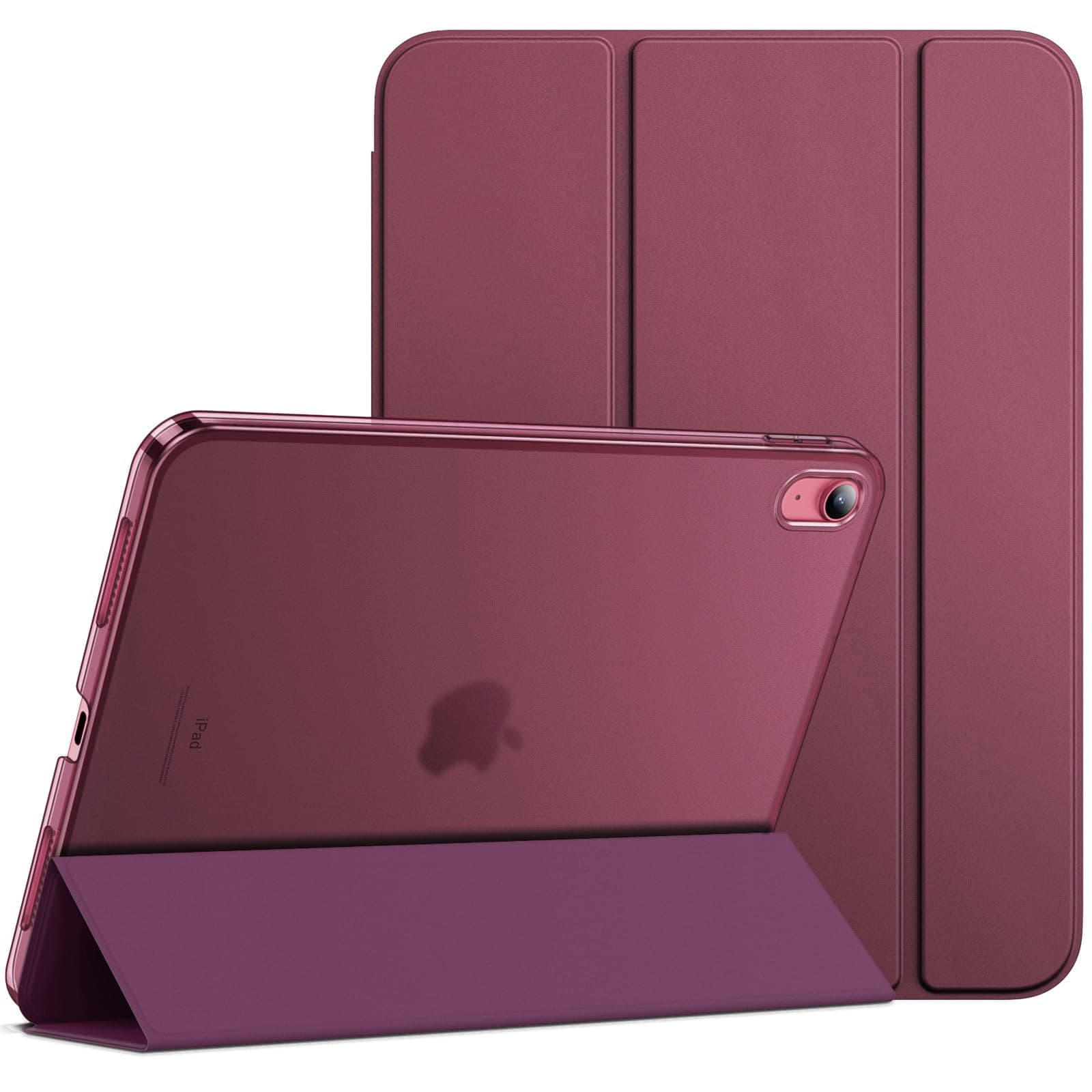 JETech Case for iPad (A16) 11th Generation 11 Inch 2025 / iPad 10th Generation 10.9 Inch 2022, Slim Smart Cover with Hard PC Translucent Back, Supports Touch ID, Auto Wake/Sleep (Wine)