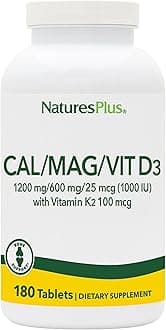 Calcium/Magnesium/Vitamin D3 with Vitamin K2 - Supports Bone & Immune Health - Vegetarian, Gluten Free - 180 Tablets - 45 Servings