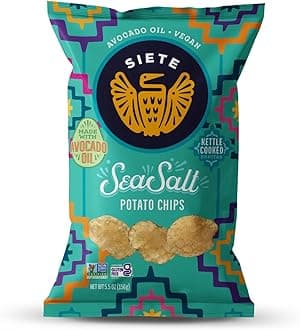 Siete Grain Free Potato Chips | Kettle Cooked | Gluten Free Chips | Vegan Snacks | Non GMO | Sea Salt, (Pack of 6)
