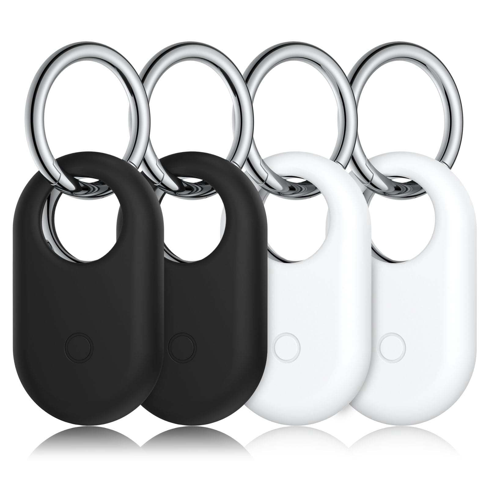 4-Pack Holder for Samsung Galaxy SmartTag 2 Case, Silicone Protective Case for Galaxy Smart Tag 2 with Keychain for Pets, Keys, Luggage, Backpacks and More (2*Black/2*White)
