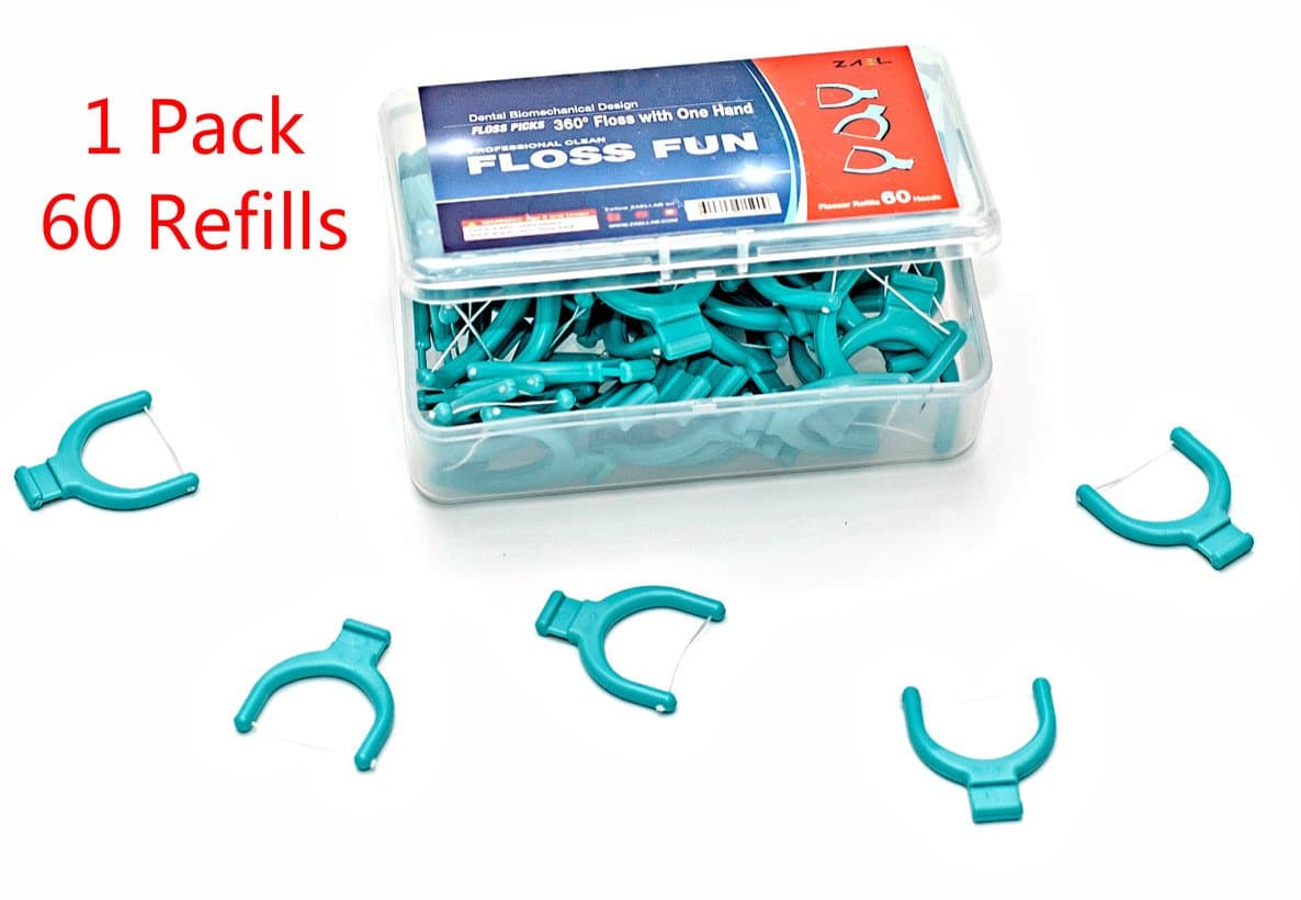 ZAEL LAB Flosser Refills, 60 Disposable Heads, Stretchy String Grabs up to 2X More Plaque