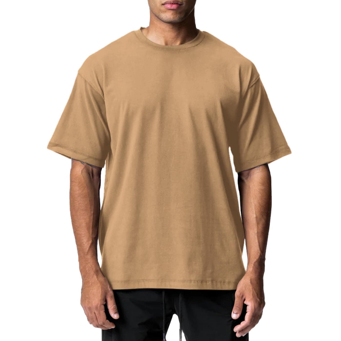 Men's 1 or 2 Pack Solid Color T-Shirt Short Sleeve Fashion Loose Round Neck Gym Sports Leisure Fitness Top Oversized T-Shirt