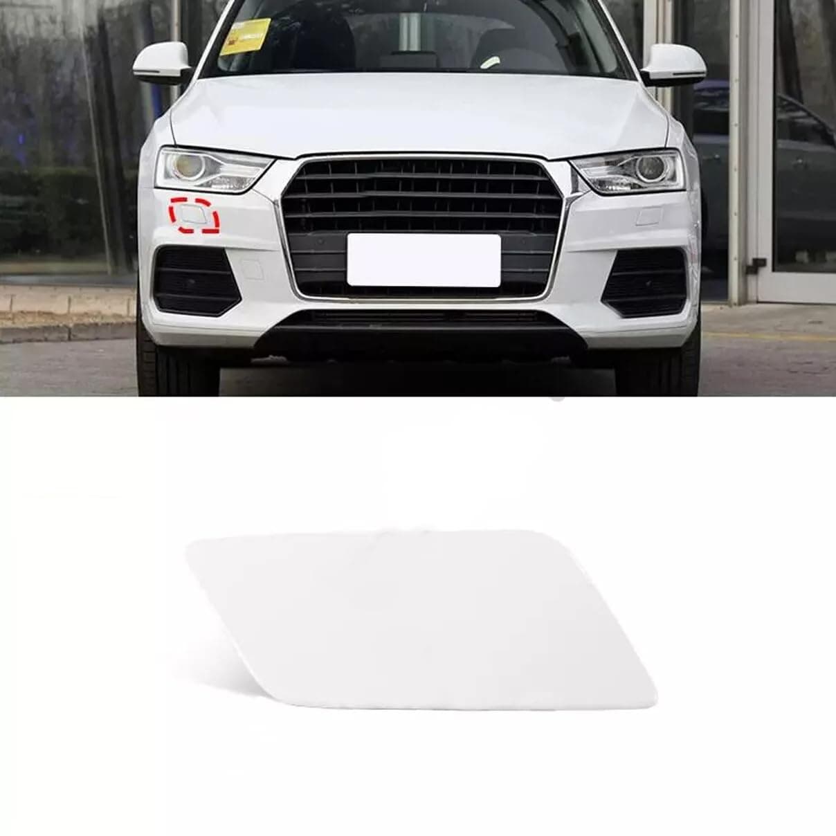 Front Bumper Headlight Washer Cover Cap for Audi Q3 2016 2017 2018 8U0955276E (White, Right)