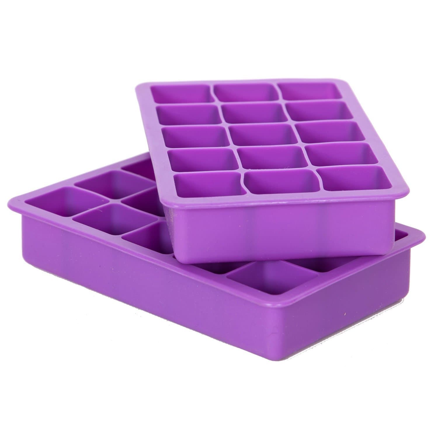 Ice Cube Mold Elbee Home 2 Pack Silicone Ice Cube Tray Flexible 15 Cube Purple Silicone Ice Cube Trays Made from Food Grade Silicone are Reusable & BPA Free Perfect for Whiskey and Cocktails