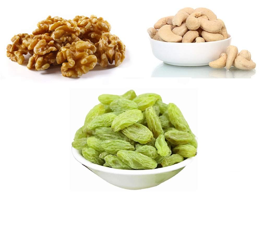 Ancy Best Walnuts, Cashew Kishmish Combo Pack (1.5 kg)