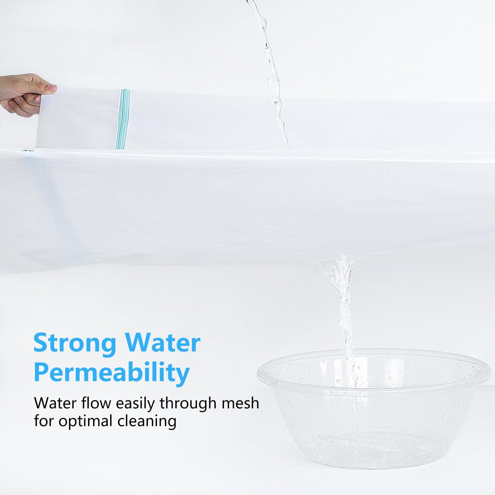 OTraki Laundry Washing Machine Net 90 x 110 cm Pack of 2 Large Size XL Mesh Laundry Bags with Zip for Dress Coat Bedding Blanket Sheet (Blue)