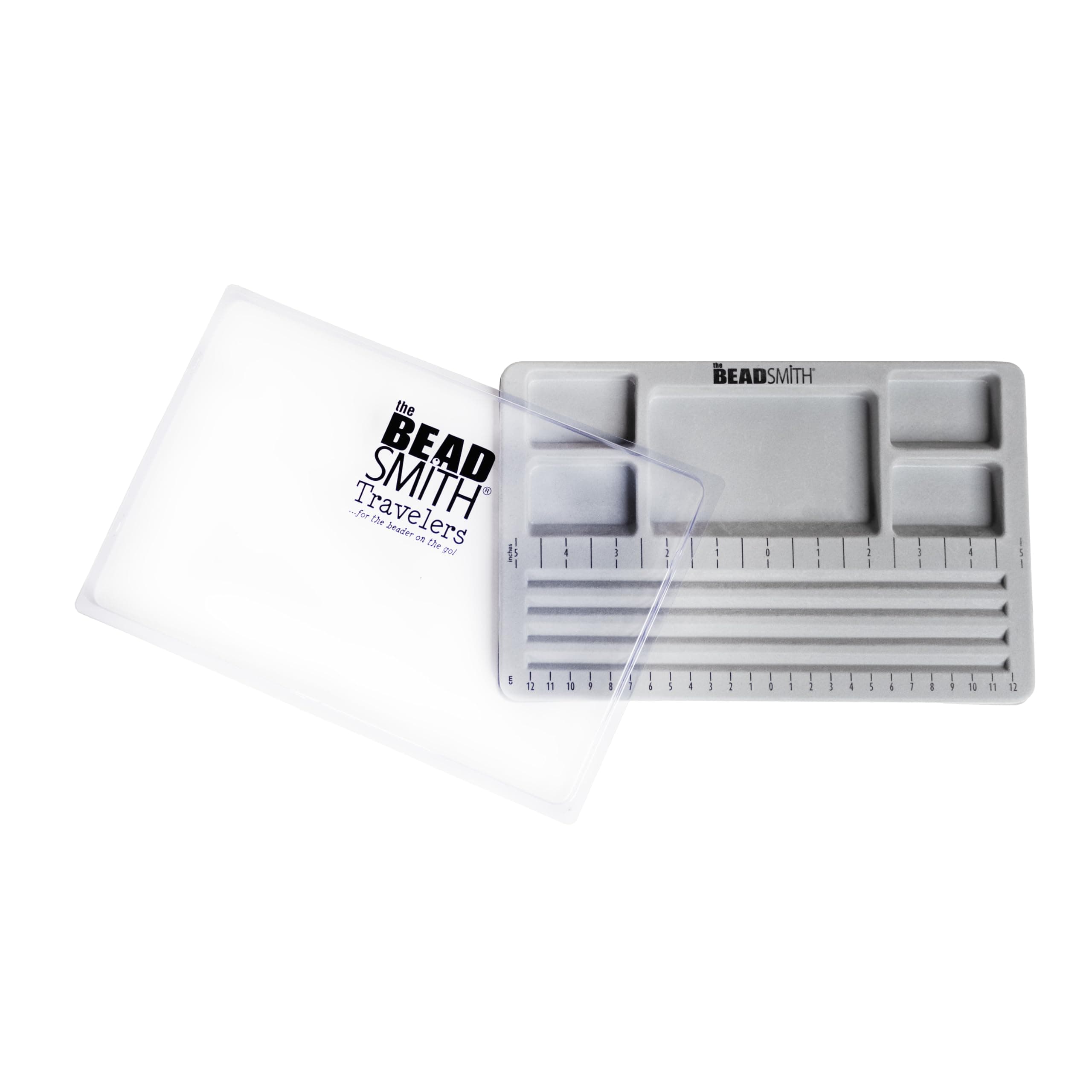 The Beadsmith Mini Bead Board - Grey Flocked, 4 Straight Channels, 5 Recessed Compartments, 7.75 x 11.25 inches, Design Boards for Creating Bracelets, Necklaces and Other Jewelry