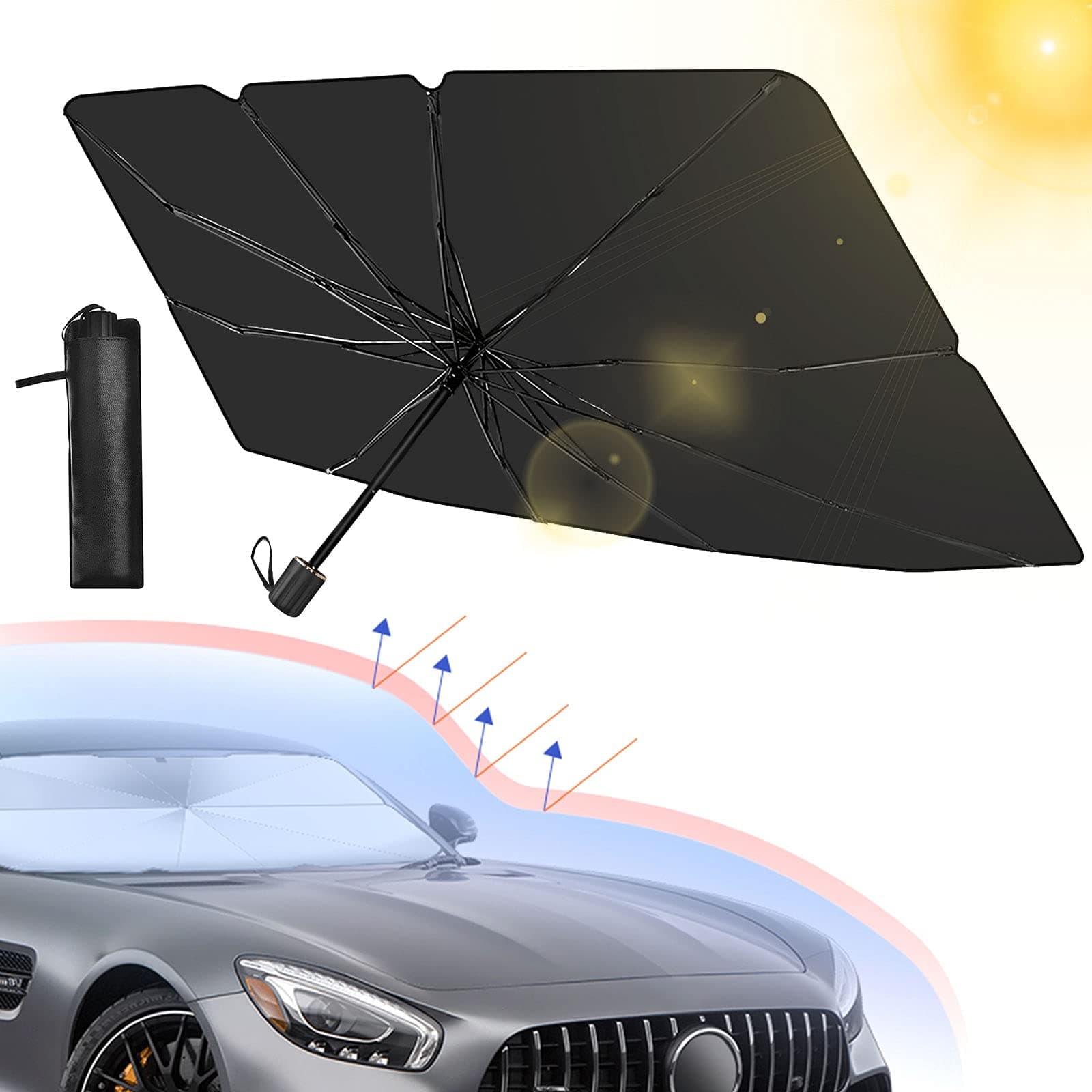 SACSTAR Car Shade Front Windshield Sunshade Umbrella - Foldable Windshield Sh...