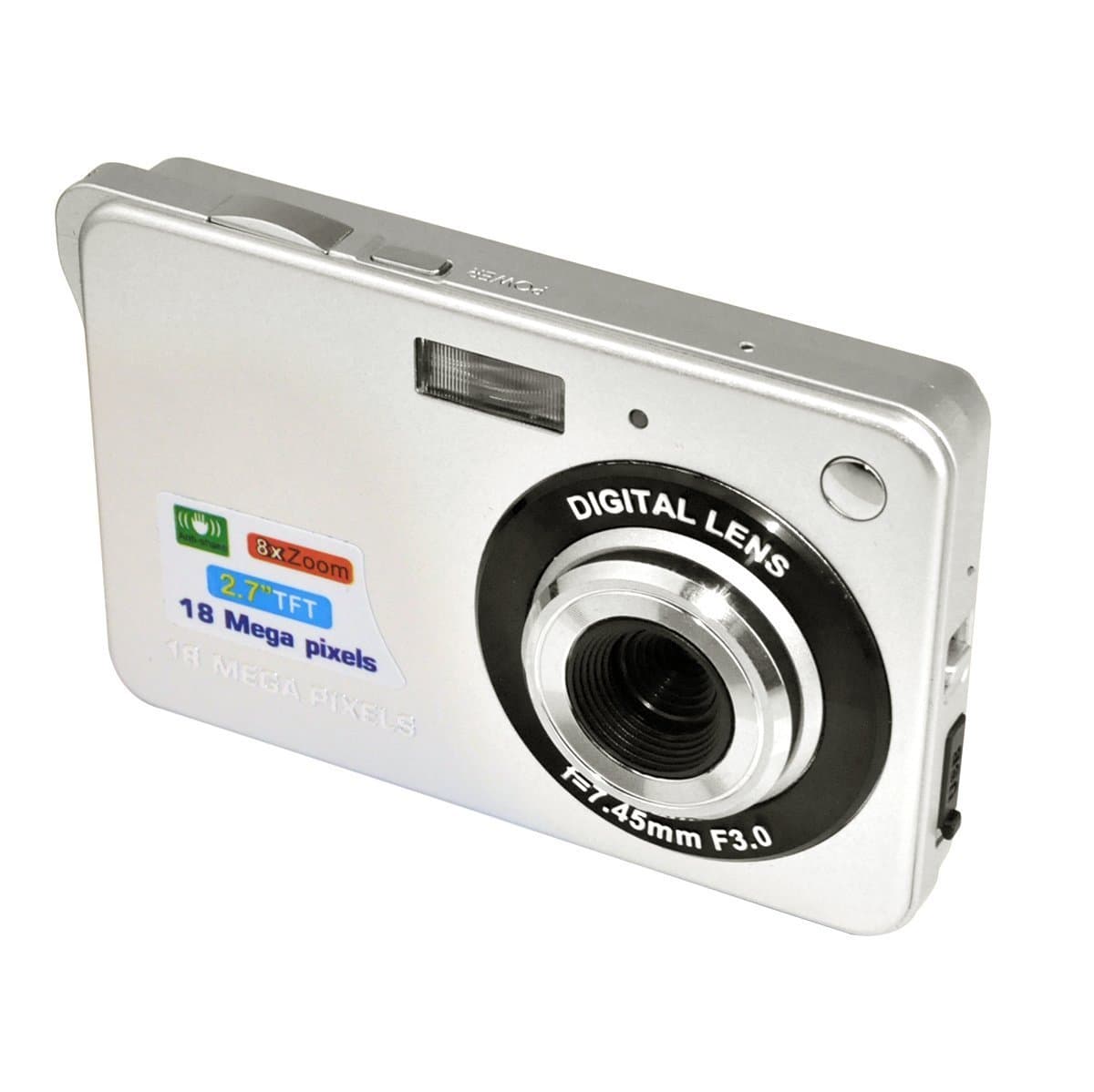 18MP 2.7inch Mini Digital Camera with 8X Digital Zoom-Sliver