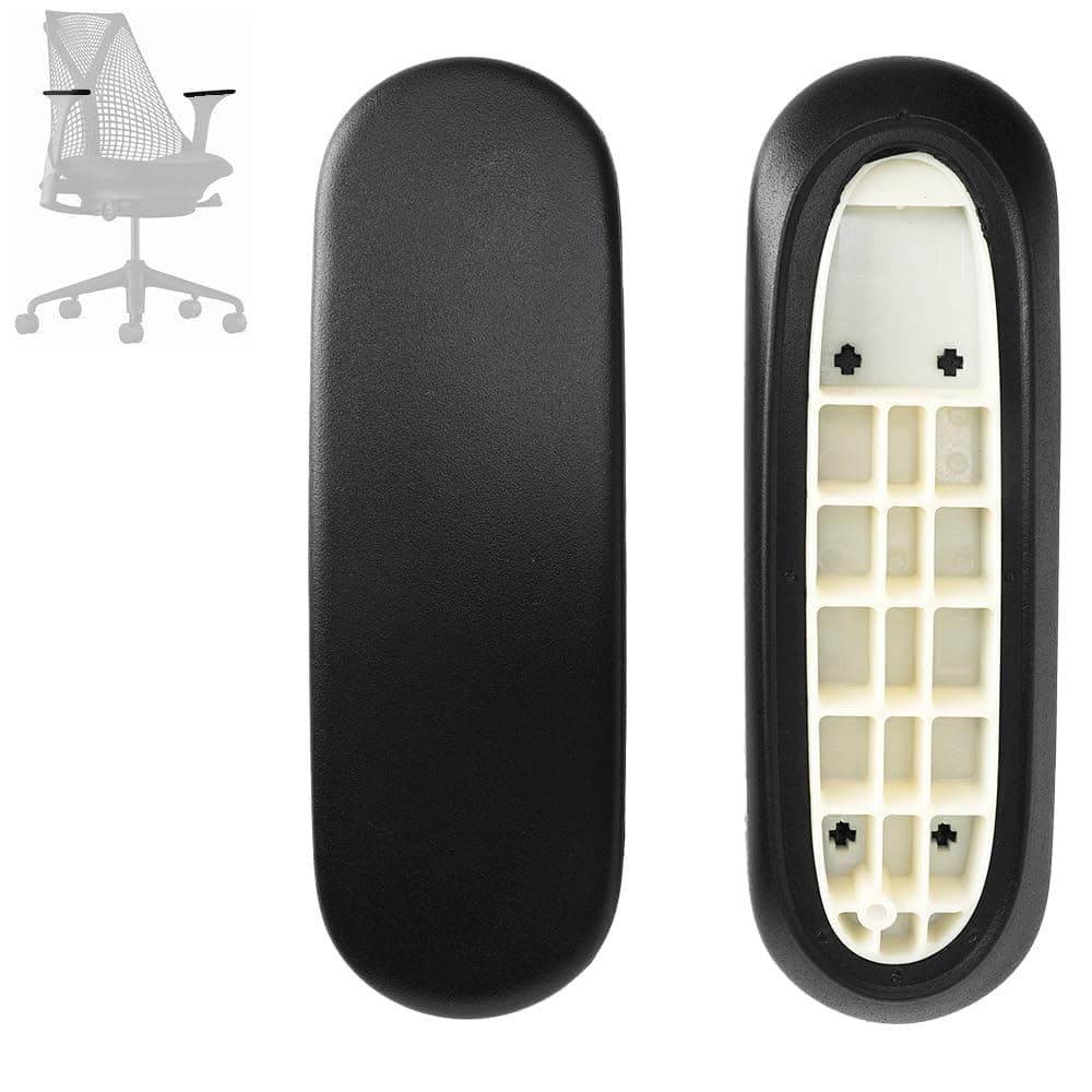 Arm Pads Caps Replacement for Herman Miller Fixed and Height Adjustable Armrest Sayl Office Chair, Black Vinyl (1-Pair)