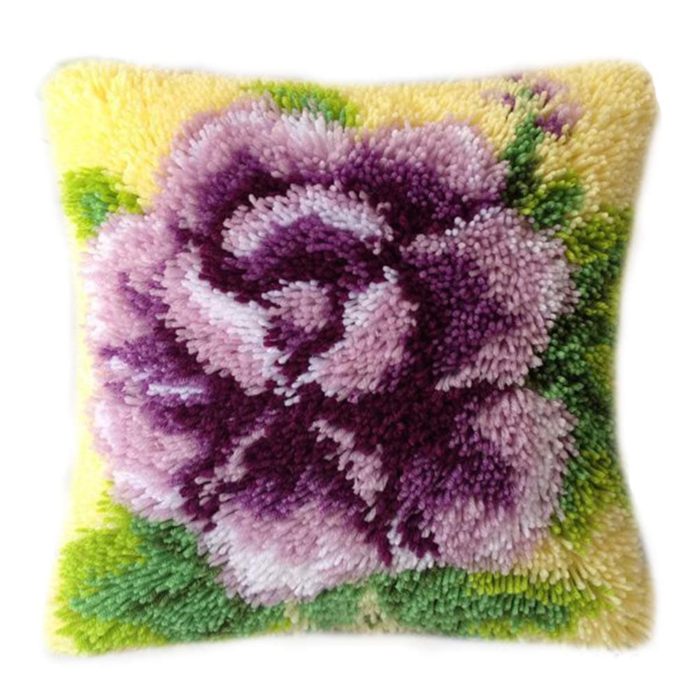Patterned DIY Cushion Carpet Mat Latch Hook Rug Kits Cover Hand Craft Embroidery Pillowcase Crocheting Handmade Sewing Craft Yarn Wedding Kids Parents Gift