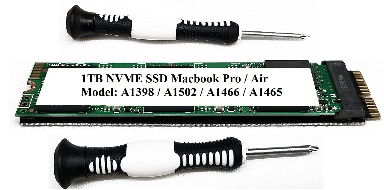 1TB SSD Hard Drive Replacement for MacBook Air Pro 11" 13" 15" A1502 A1398 A1465 A1466 (Late 2013, 2014, 2015, 2016, 2017) / Mac Pro A1481 / Mojave / 5YR Warranty