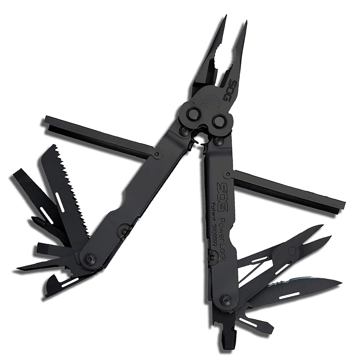 PowerLock Multi-Tool- Compound Leverage Technology with EOD Crimper Device, 420 Stainless Steel Body, 18 Lightweight Specialty Tools (B61N-CP), Black