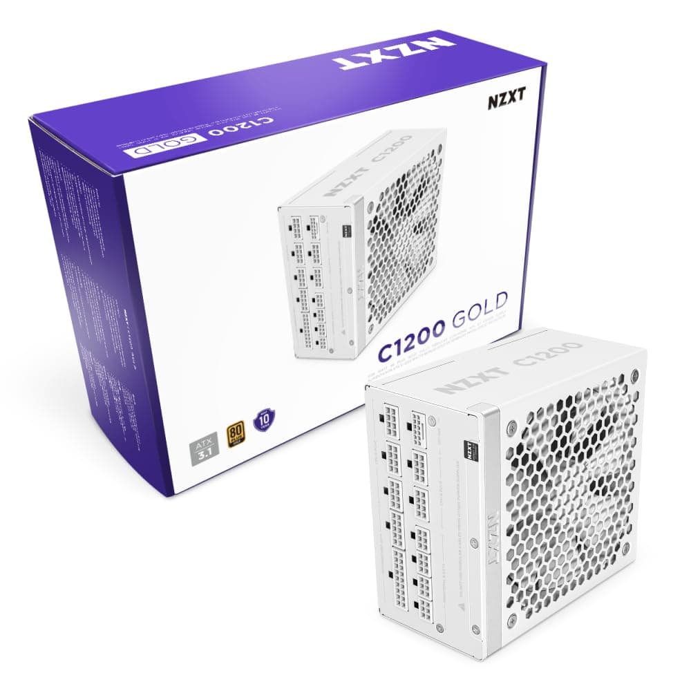 C1200 Gold ATX 3.1 - Fully Modular Low-Noise PC Gaming Power Supply - 1200 Watts - 80 Plus Gold - 12V-2x6 Connector - Zero Fan Mode - 100% Japanese Capacitors - White