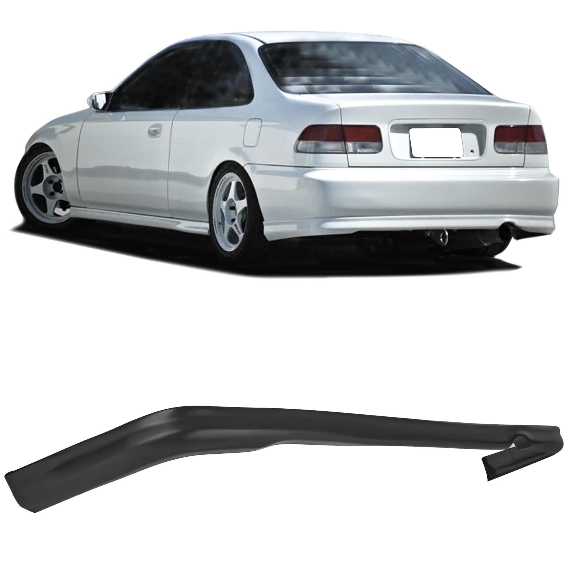 Compatible with/Replacement for Rear Bumper Lip, Type-R Style PU Rear Lip Diffuser Black, Fits 1996 1997 1998 Honda Civic 2dr Coupe 4dr Sedan