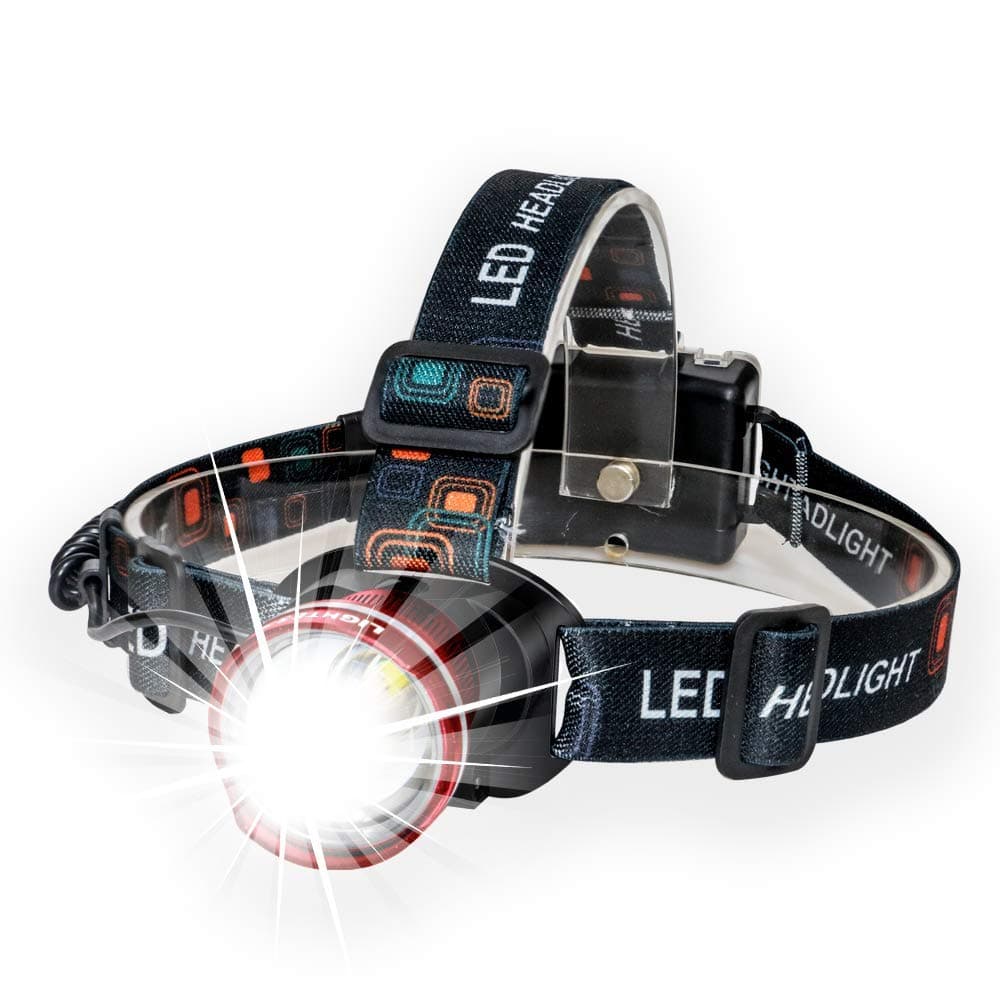 Lightess LED Headlamp Super Bright Zoomable Headlights Waterproof Adjustable Head Lamp for Running Climbing Hunting Riding Camping, Red, 3 Modes, 1800lm