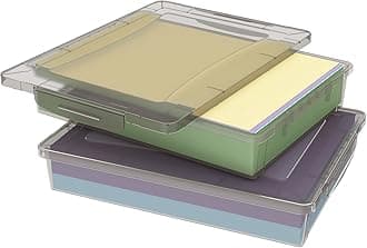 Lifewit 2 Pack Plastic Multi-Purpose Storage Box with Latching Lids, Clear A4 Paper Storage, Classroom Organization, Storage Containers for Board Game, Craft, Document, Magazine, Art Supplies