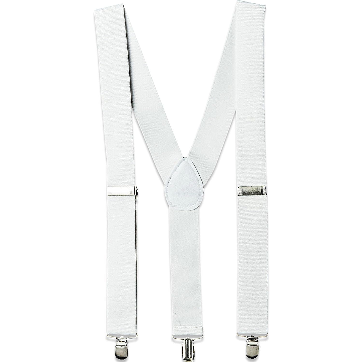 White Adjustable Metal Clip Accessory Suspenders - 1 Pack - Durable Polyester, Stylish & Versatile Accessory - Perfect For Weddings, Events & Everyday Elegance, One Size Fits Most