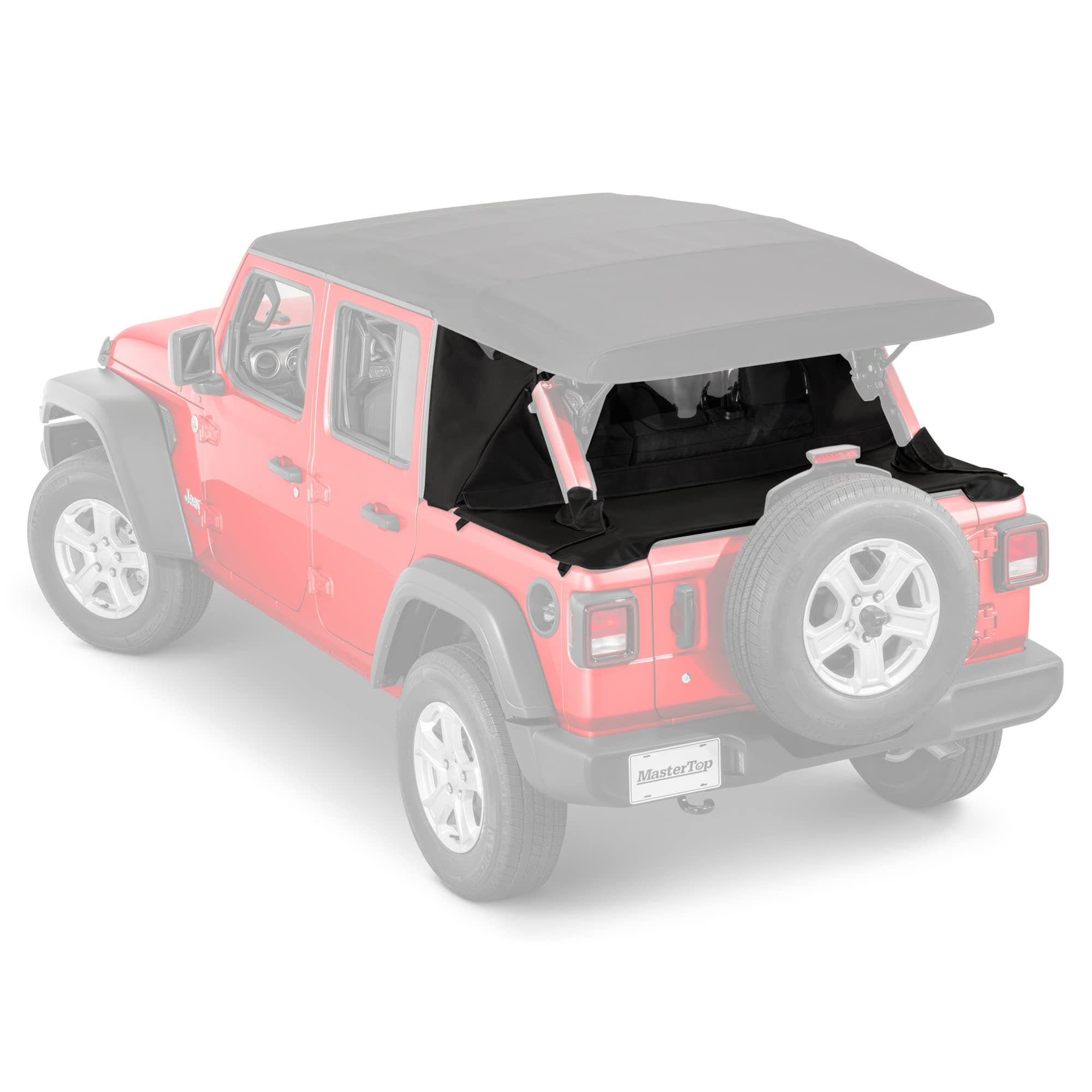 MasterTop Wind Stopper Plus Tonneau Cover Ultimate Summer Soft Top Combo, Black MasterTwill - Fits Jeep Wrangler JL Unlimited 4-Door 2018-2023 - Keeps Window and Water out of the Cab