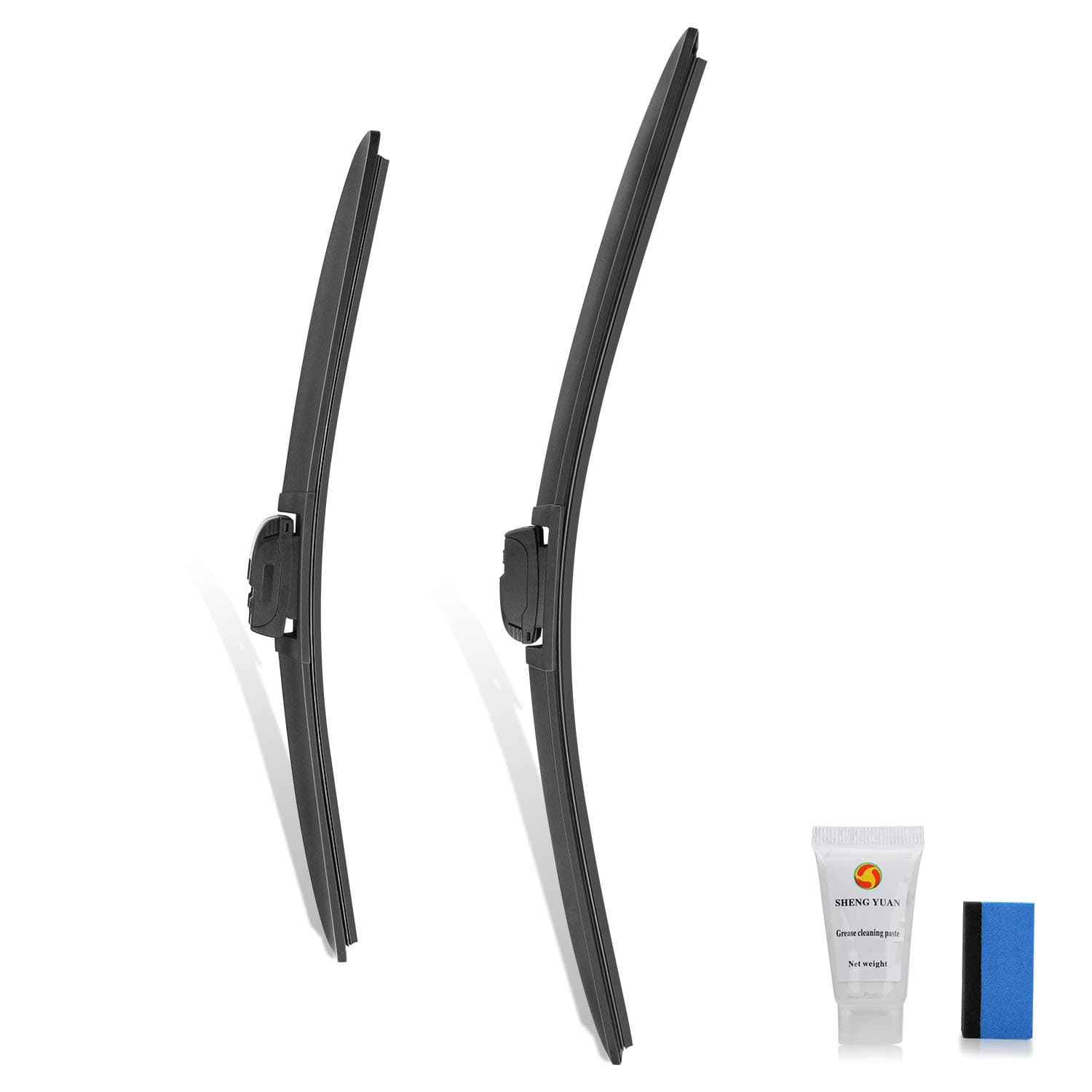 24"+19" SILICONE Windshield Wiper Blades for U/J Hook, All-Season Beam Wiper Blade Coats Front Car Window Water Repellency (Set of 2)
