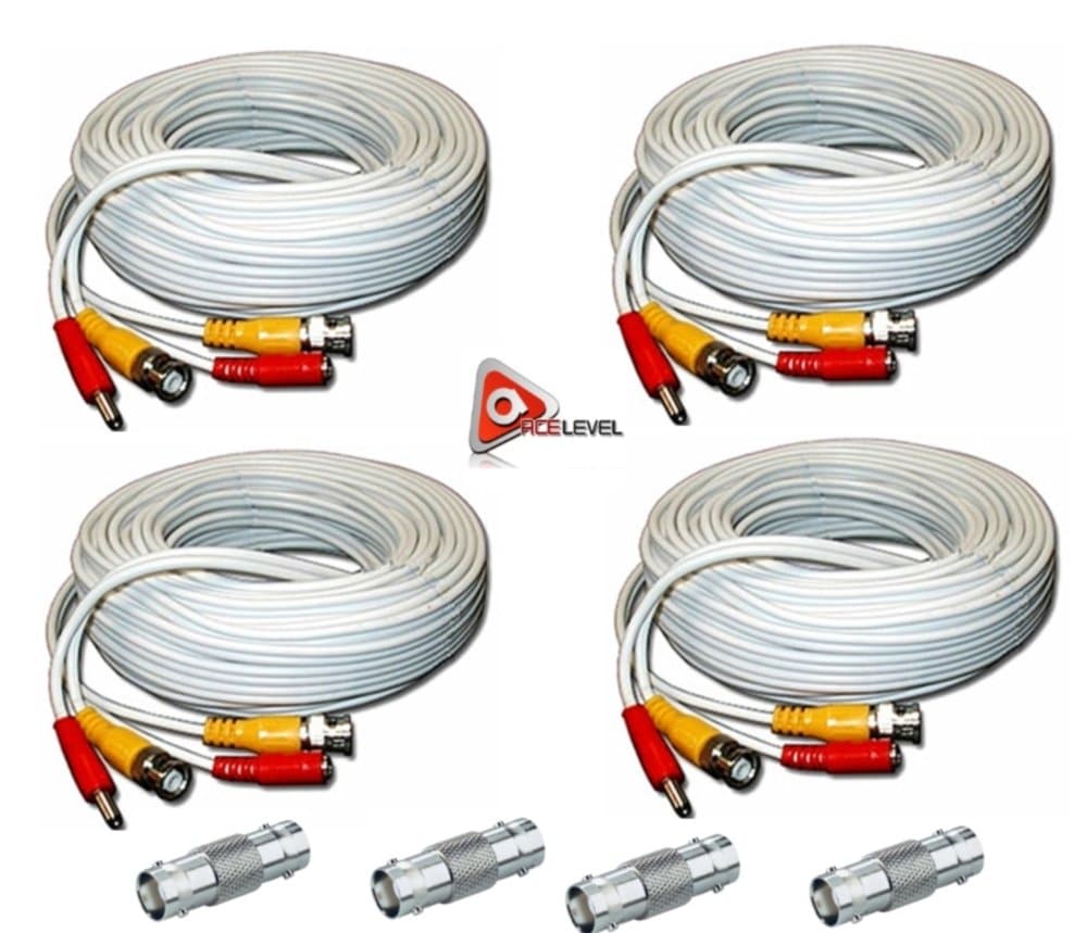 ACELEVEL4 PACK PREMIUM 100Ft.THICK BNC EXTENSION CABLES FOR Q-SEE SYSTEMS WHITE
