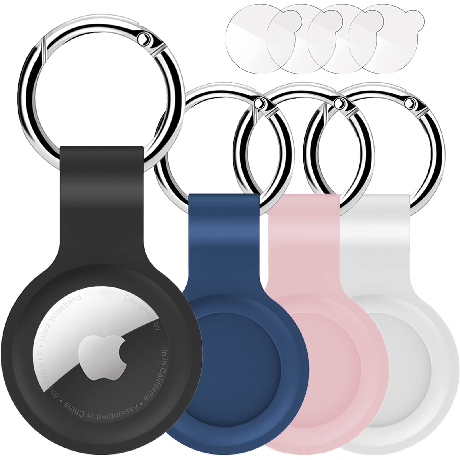 Protective Case for Airtag Finder - 4 Pack Silicone Case for Airtag Holder with Keychain Multi-Color Anti-Scratch Protective Cover Accessories Portable Case Compatible with Airtag 2021