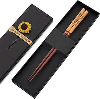 Custom Sandalwood Chopsticks, Engraved With Personalized Names Classic Japanese Style Wood Chop Sticks Set For Chinese Theme Wedding, Housewarmings,Birthday Party Favors and Gifts