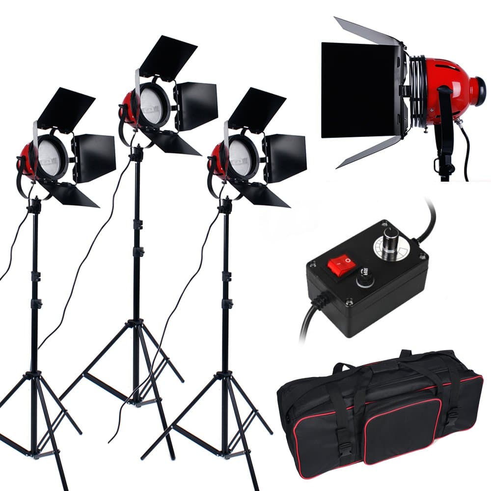 2400W Pro Photo Studio Continous Light Kit - Dimmable Red Head Continous Photography Lighting Monolight Kit for Video Shooting,3xVideo lighting with Dimmer +3x800W bulb +3x Light Stands + Carry Bag