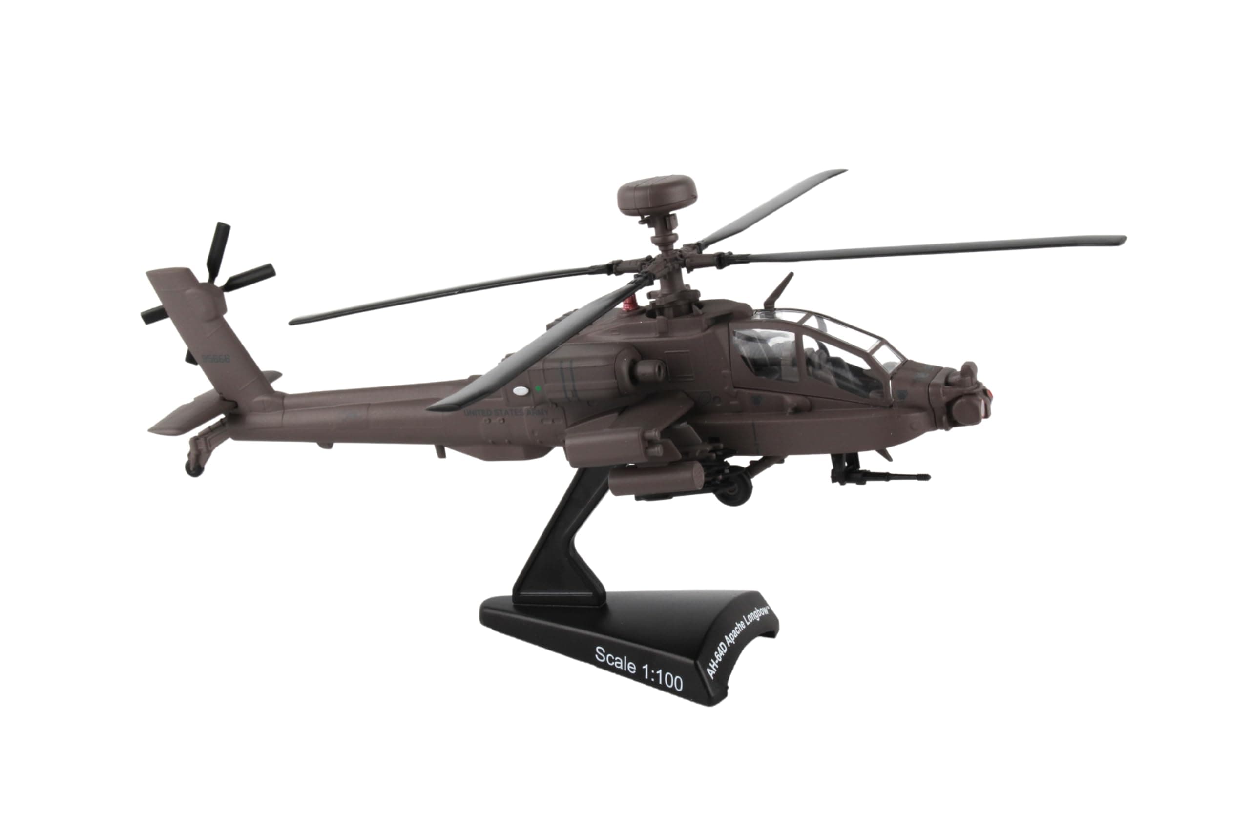 Daron Postage Stamp Boeing AH-64D Apache Longbow 1/100 Scale Diecast Display Model with Stand,Medium