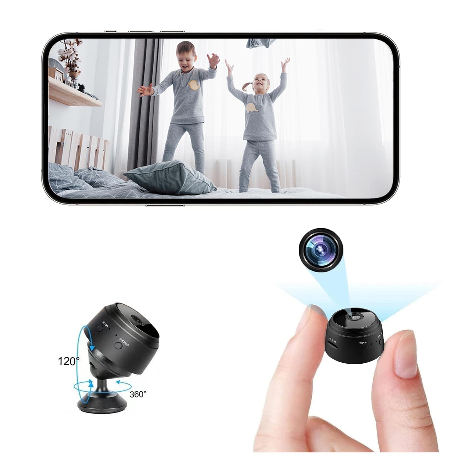 ZMDCAM Hidden Camera for Home Use, Mini Security Wireless WiFi Camera, HD 1080P Indoor/Outdoor Night Vision Nanny Cam for Baby, Pets, Compatible with Smartphone, Tablets(Video Only)