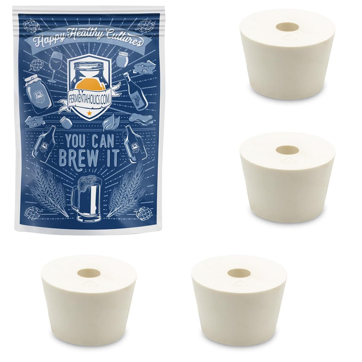 4-Pack Drilled #6.5 Rubber Stoppers