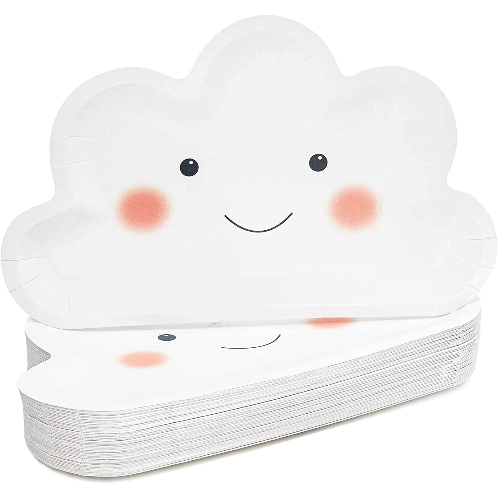 Sparkle and Bash Cloud Party Plates - White Cloud Paper Plates for Baby Shower, Birthday or Gender Reveal - Pack of 48 (6.4 x 10 in)