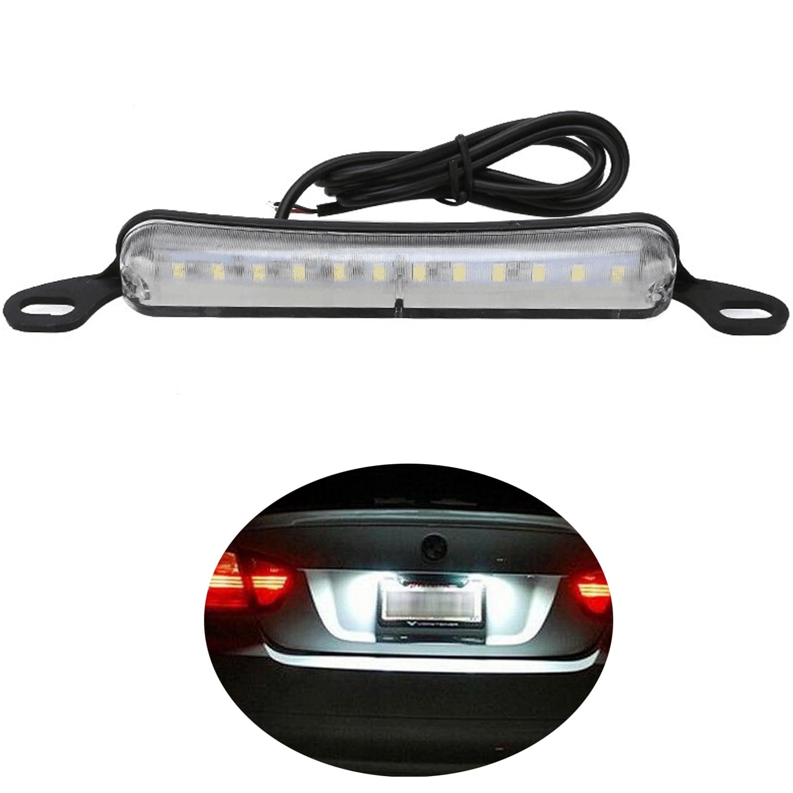 Anki HappiGo ANKIA Universal 12 LED License Plate Light Running Lamp Reverse Lights Tail Light Assembly for Car Trailer UTV ATV Truck RV Boat(White Light)