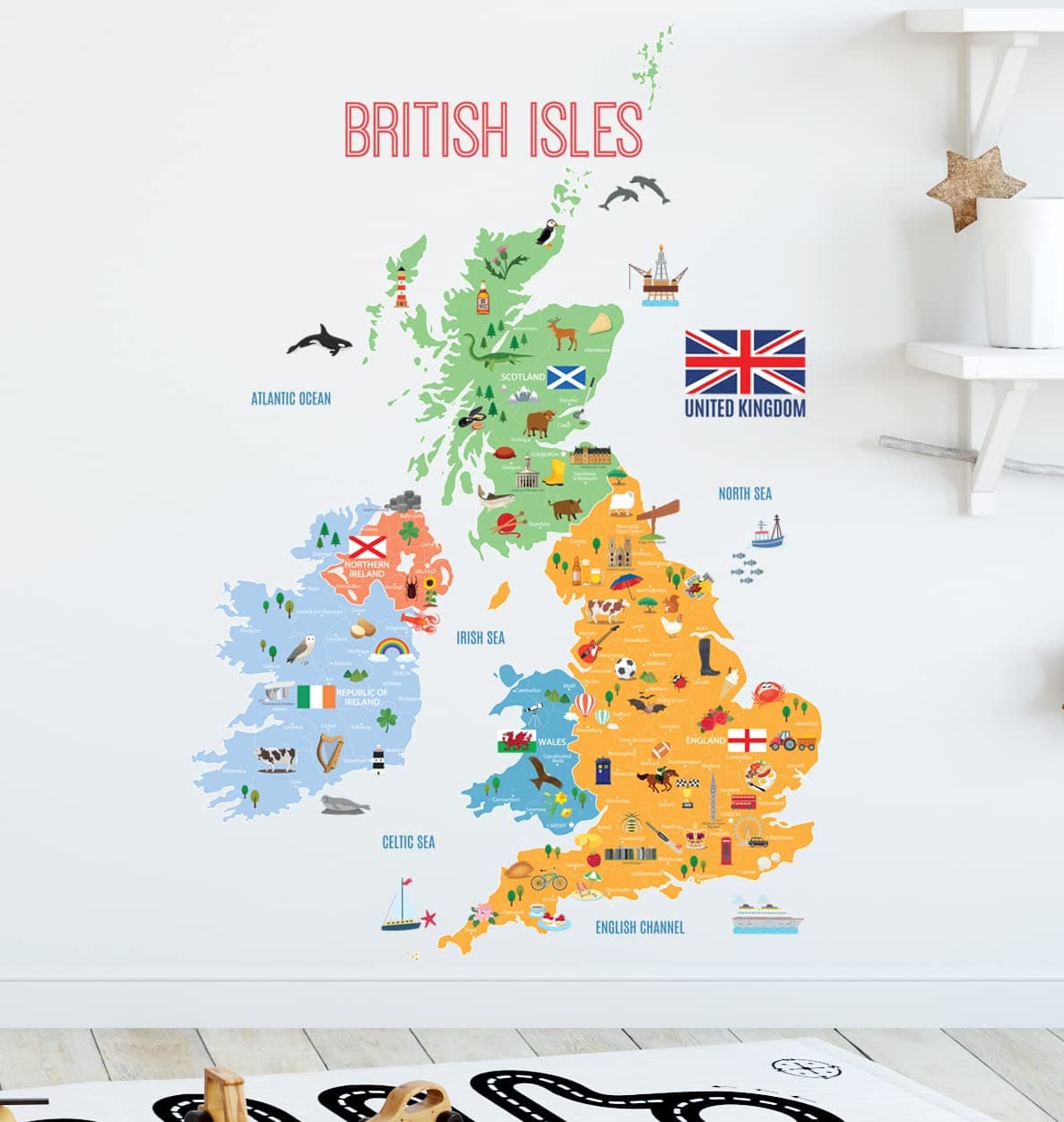 Large British Isles Map Wall Stickers