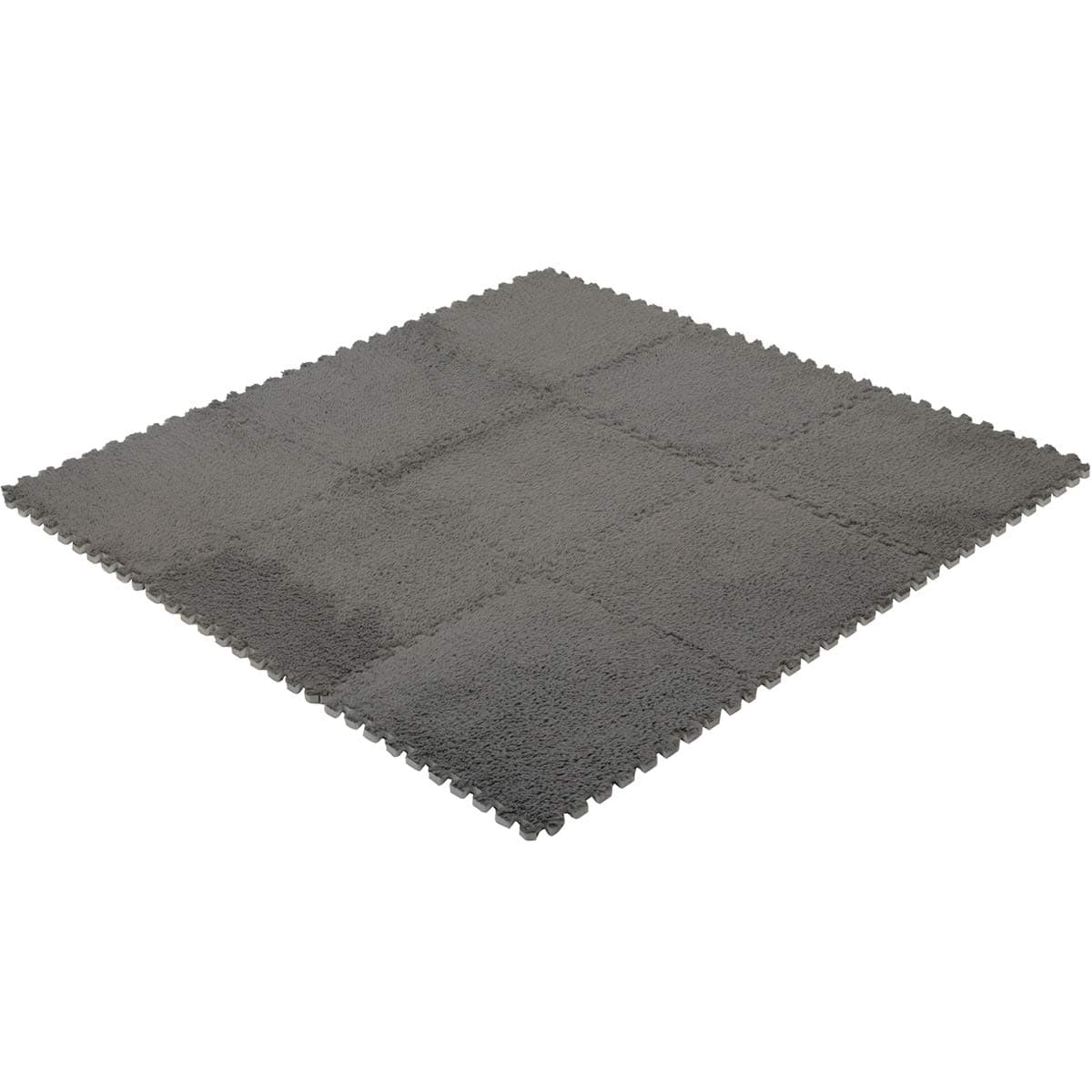 9 pcs Interlocking Carpet Tiles Plush Foam Square Mats Set for Living Room, Bedroom, Kitchen and Hard Floor (gray)