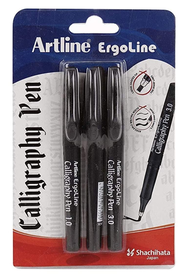 Artline Ergoline Calligraphy Pen Set with 3 Nib Sizes - Pack of 3 (Black)