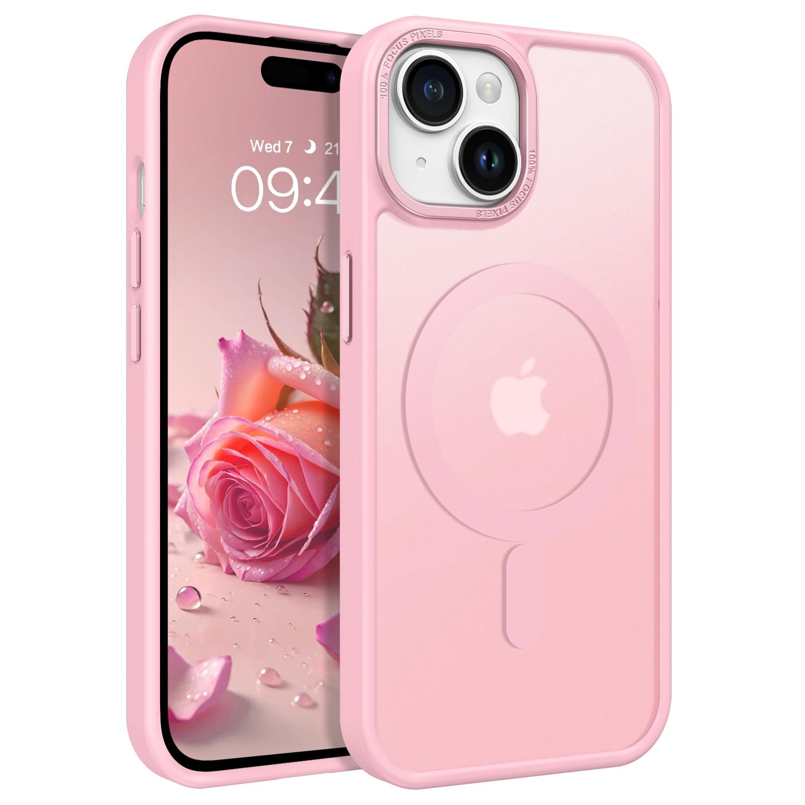 BENTOBEN Compatible with iPhone 15 Plus Case, Translucent Matte Slim Shockproof Magnetic Phone case [Compatible with MagSafe] Women Men Girl Boy Protective Cover for iPhone 15 Plus, Tender Pink