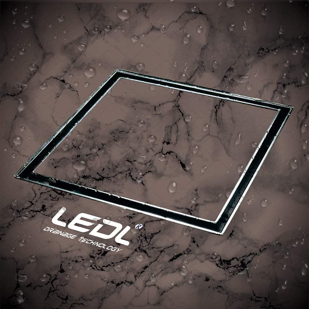 LEDL DRAINAGE TECHNOLOGY Floor Drain Tile Insert in Marine Grade Stainless Steel 316 with Cockroach Trap (Glossy , Silver , glossy , 150 x 150 mm with 10 mm tile Depth)