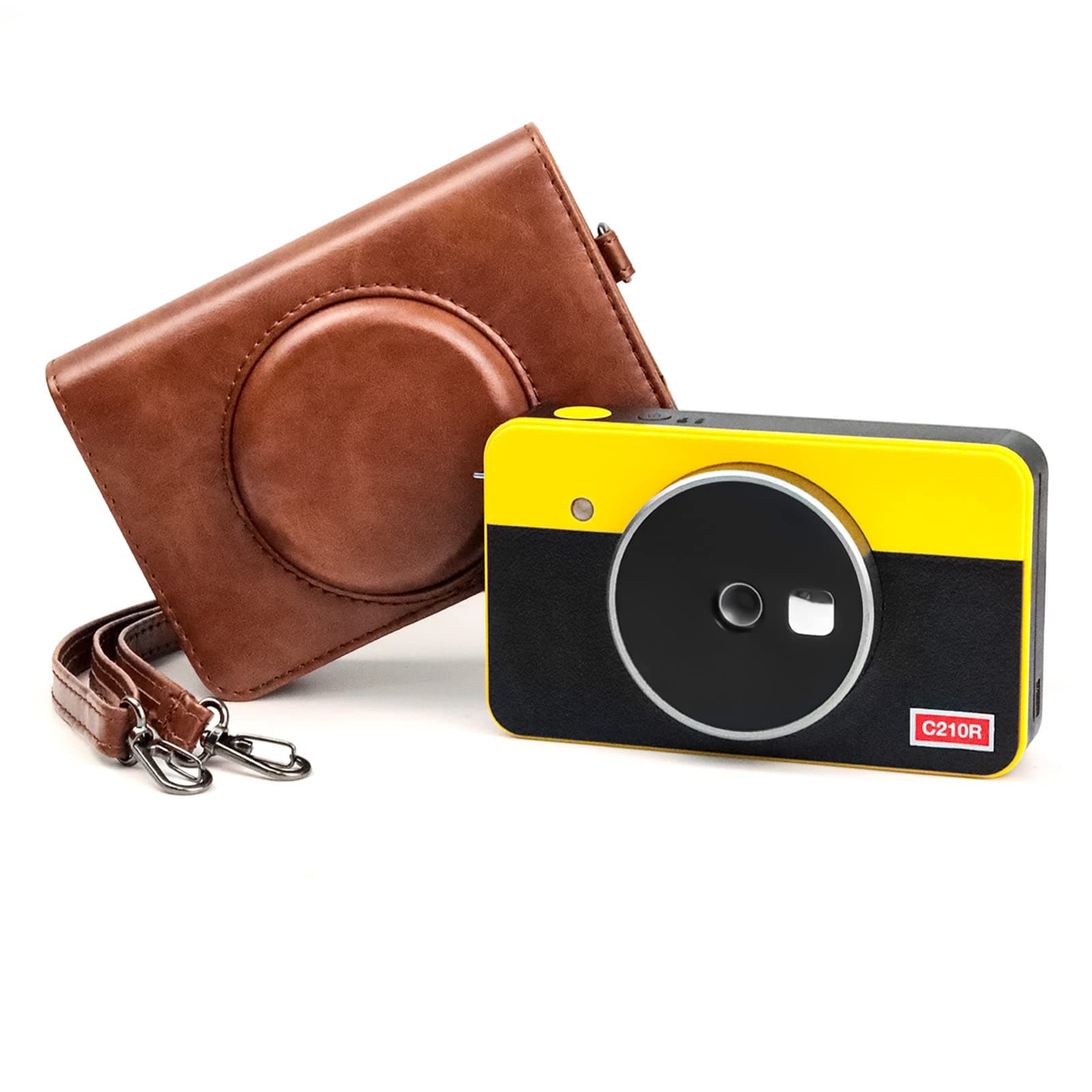 Rieibi Kodak Mini Shot 2 Retro Case, PU Leather Protective Case for Previous Version Kodak Mini Shot 2 Retro 2-in-1 C210R Camera/Portable Instant Printer with Shoulder Strap