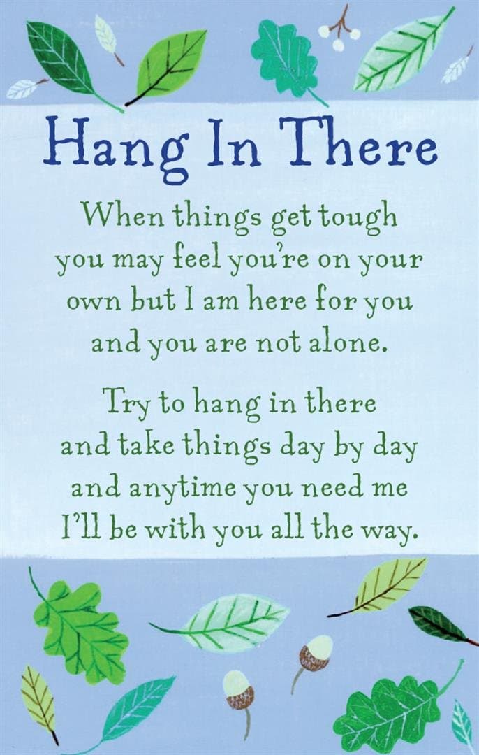 Blue Hang In There Keepsake Card & Envelope 3.5" x 2" Code K119E
