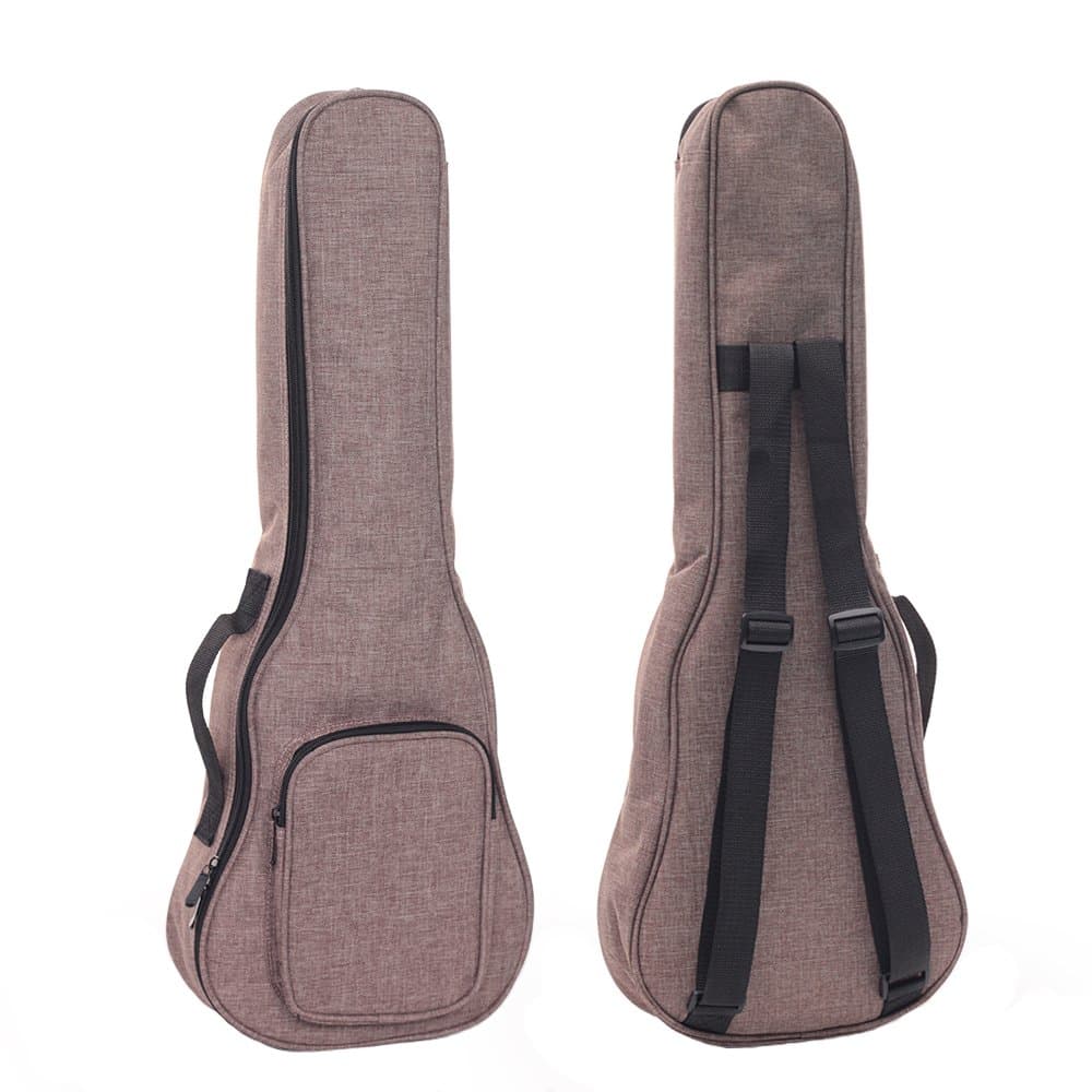 HOT SEAL Simple Linen 10MM Classic Thick Durable Ukulele Case Bag with Large Storage 23/24in brown US-LT-ukbag-Simple Brown23in