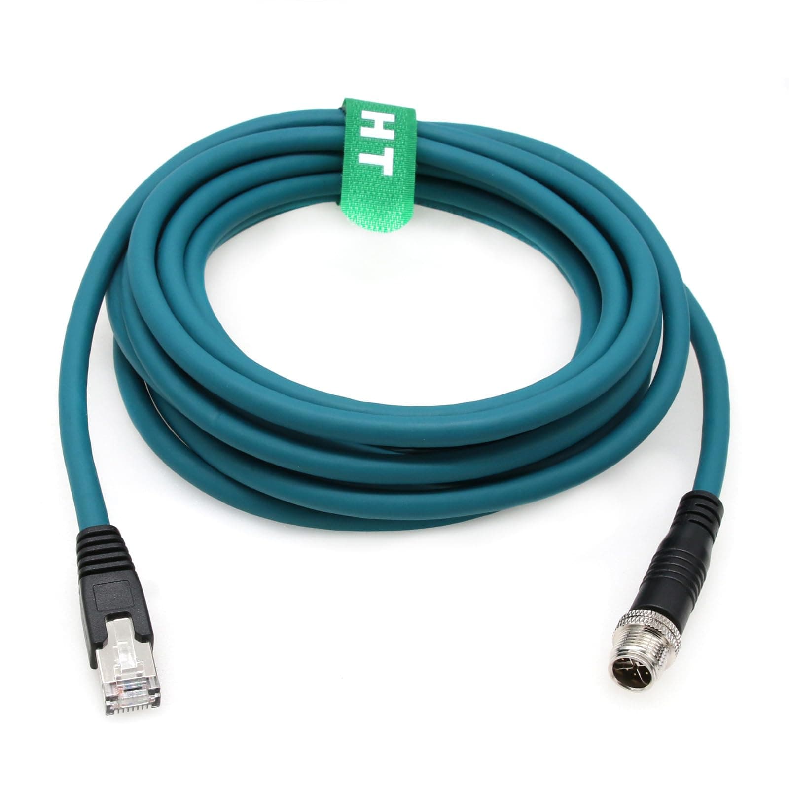 HangTon Ethernet Cable for Cognex in-Sight 2000 7000 8000 9000 Basler Baumer Camera Sensor Barcode Reader, 8 Pin X-Coded M12 to RJ45 CAT-7e 20M