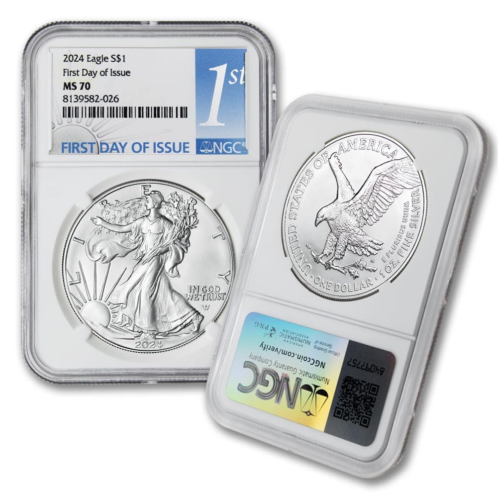 2024-1 oz American Silver Eagle Coin MS-70 (First Day of Issue) $1 NGC MS70